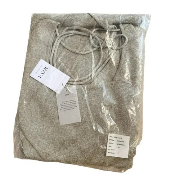 MISA Los Angeles Minka Cutout Gold Metallic Knit Midi Dress Size XS NWT - Picture 11 of 13